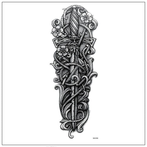 5Pcs Large Temporary Body Art Arm Tattoo Sticker Sleeve Man Women