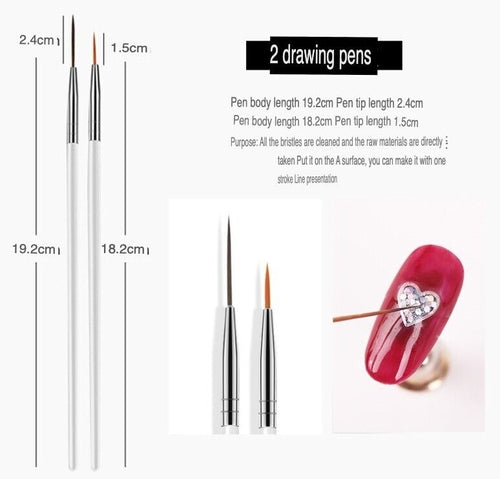 20PCS/Set Nail Art Design Dotting Painting Drawing Polish Brush Pen